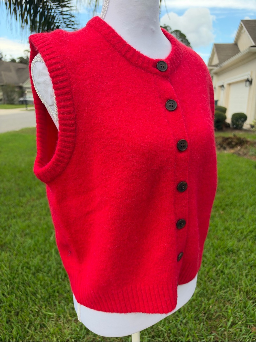 NWT🌷J. Crew Red Button-Front Sleeveless Sweater Vest Sweater Vest